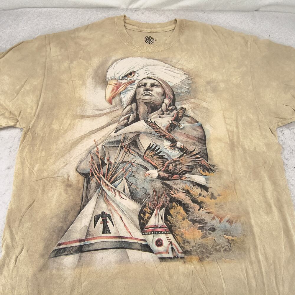 The Mountain Eagle Short Sleeve Graphic Shirt Adult Mens Size Large L Tan